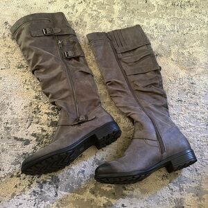 Tall gray boots